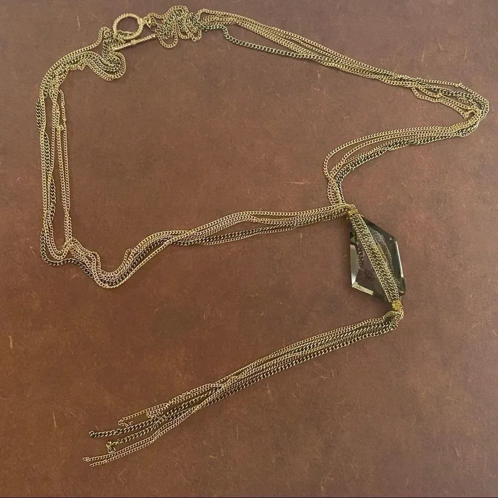 Long Multi Colored Chains Crystal Toggle Necklace